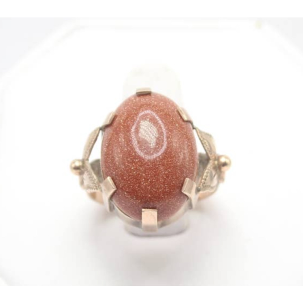 Vintage 10K Yellow Gold Women's Ring With Sun Stone Size 5.5